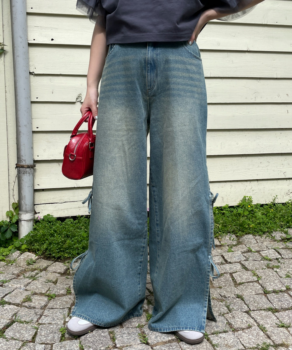 デニム中濃加工　モデル:155cm M着用