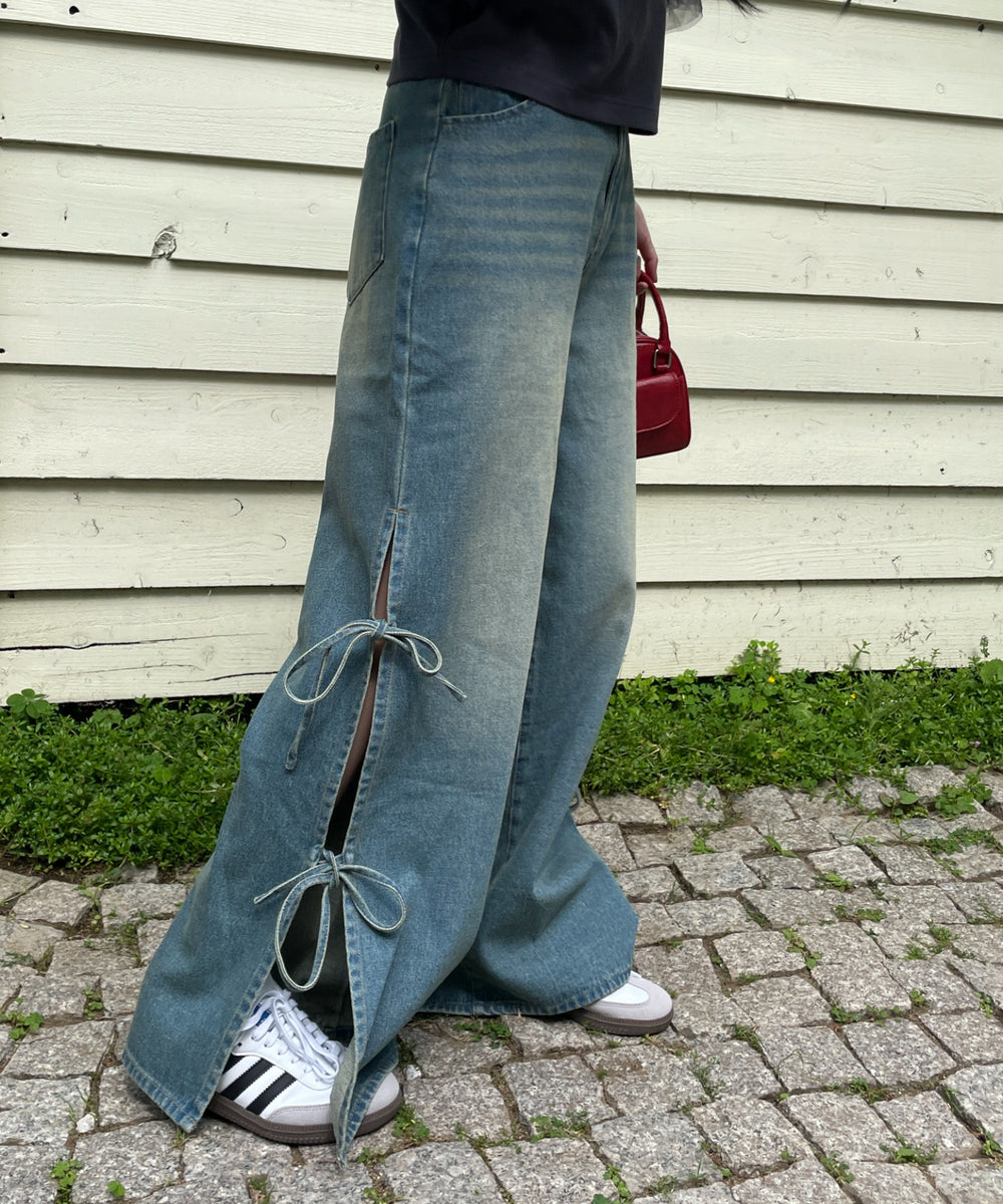 デニム中濃加工　モデル:155cm M着用