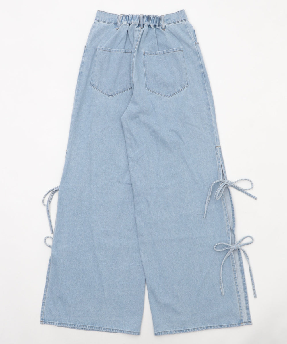 サマーデニムサイドリボンパンツ