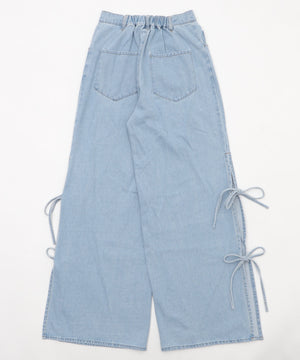 サマーデニムサイドリボンパンツ