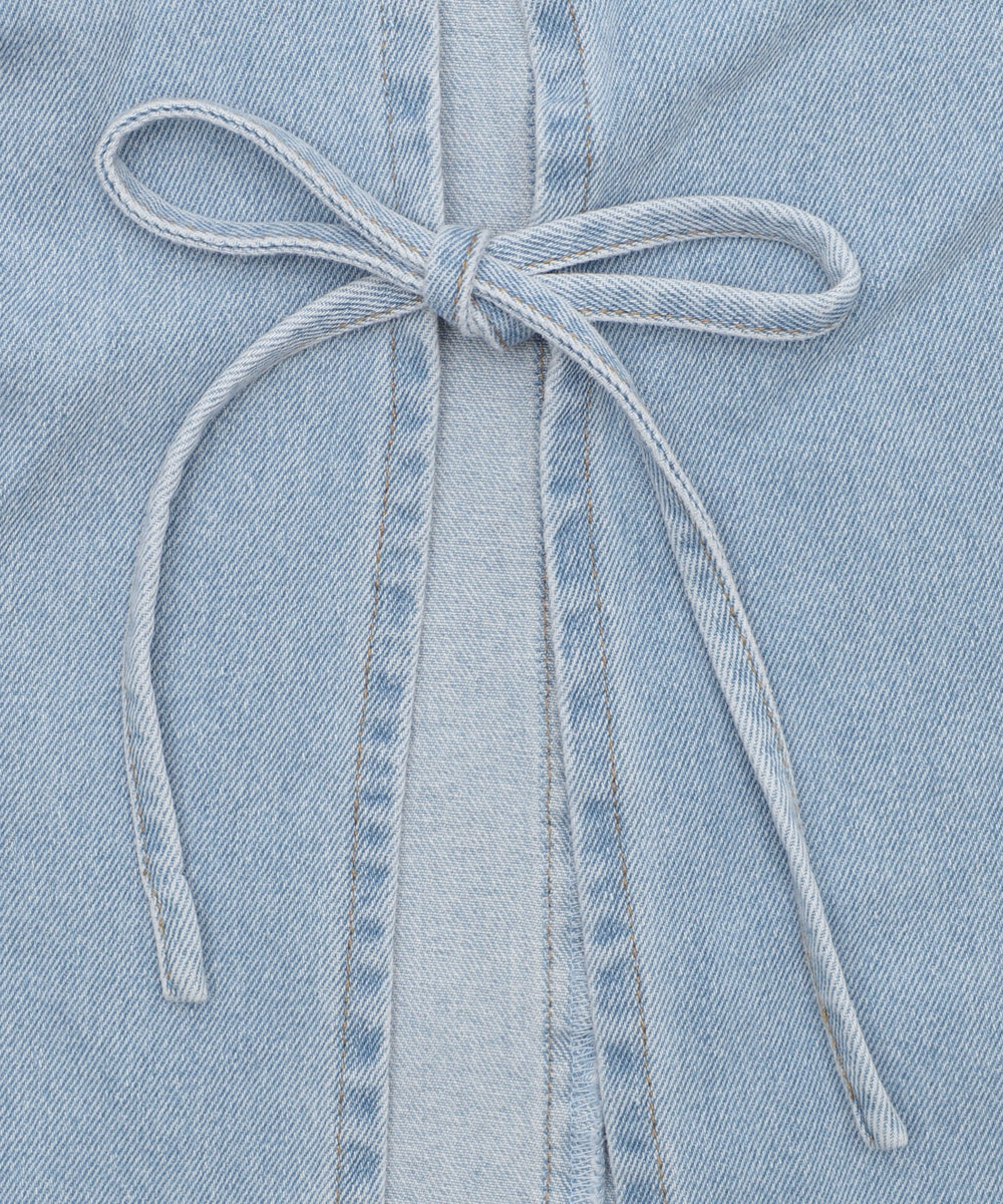 サマーデニムサイドリボンパンツ