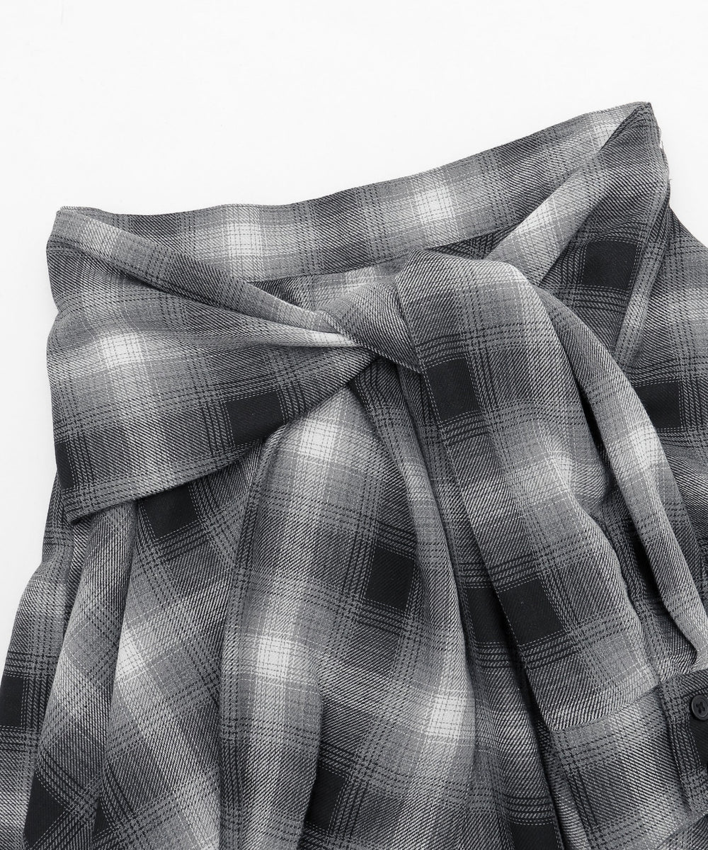 チェックシャツイレヘムミニスカート