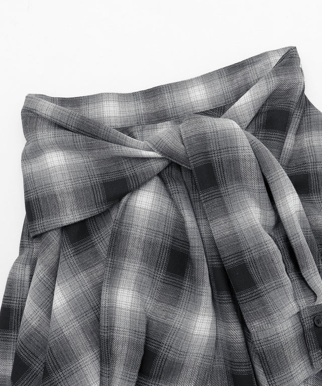 チェックシャツイレヘムミニスカート