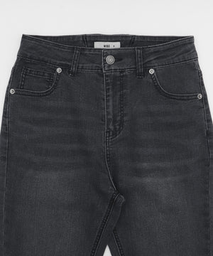 レースアップフリンジストレッチフレアデニムパンツ