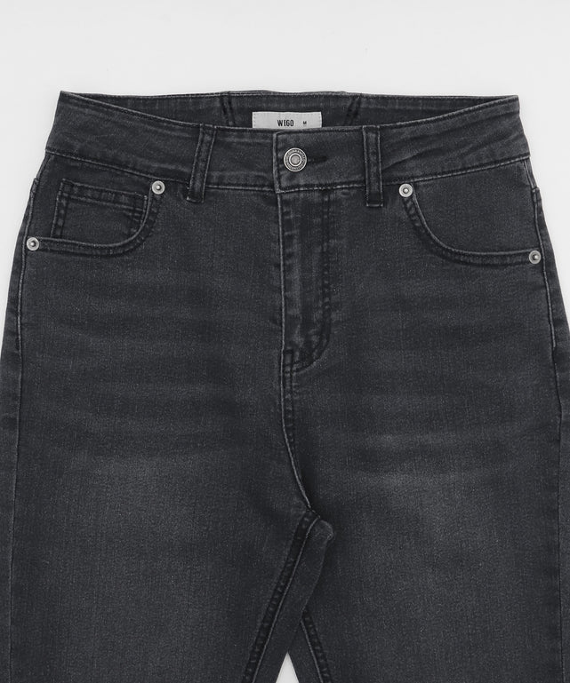 レースアップフリンジストレッチフレアデニムパンツ