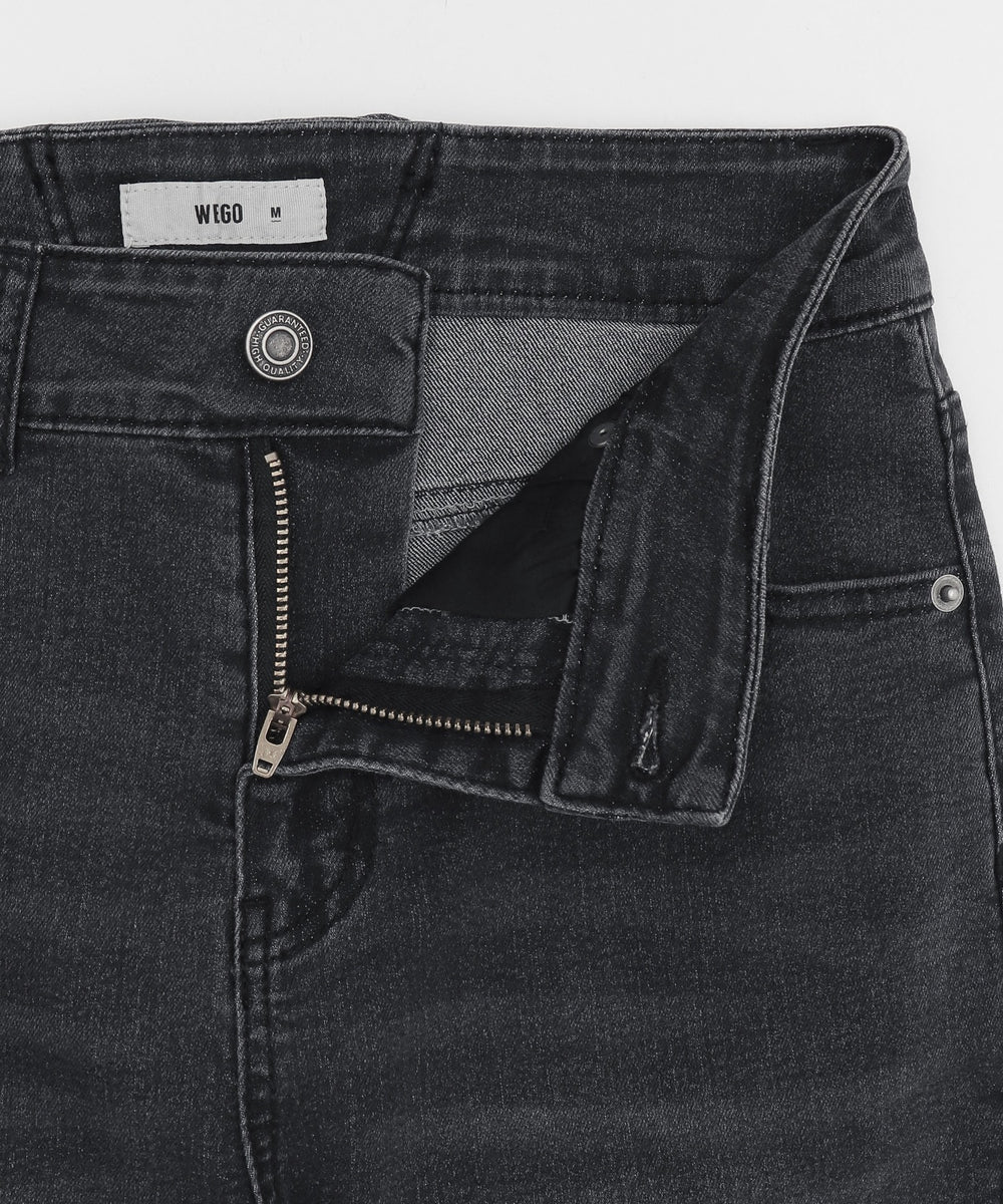 レースアップフリンジストレッチフレアデニムパンツ