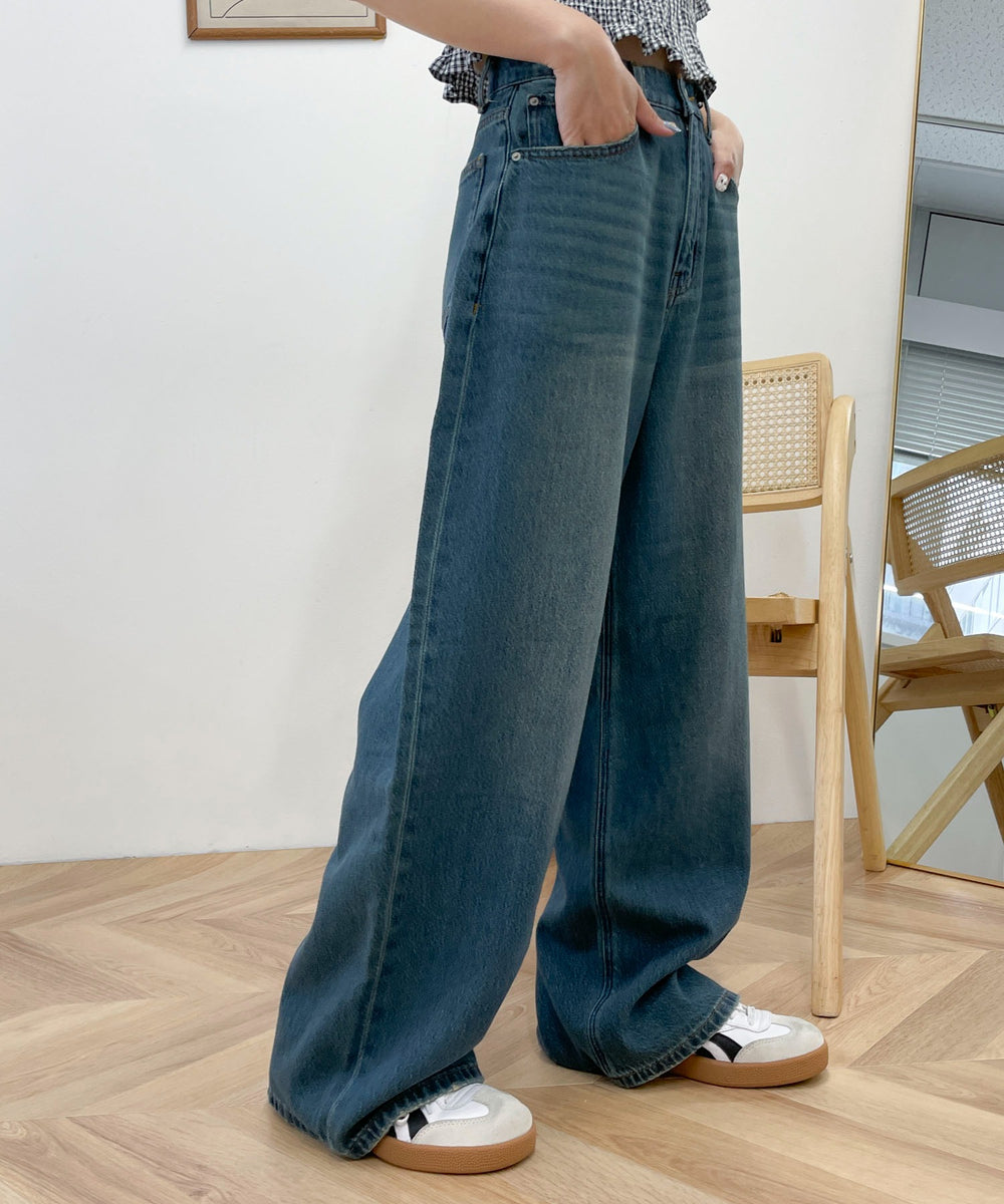 デニム中濃加工 モデル：157cm M着用