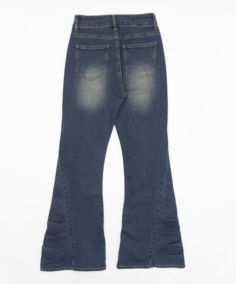 ギャザーデニムフレアパンツ