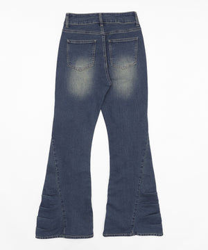 ギャザーデニムフレアパンツ