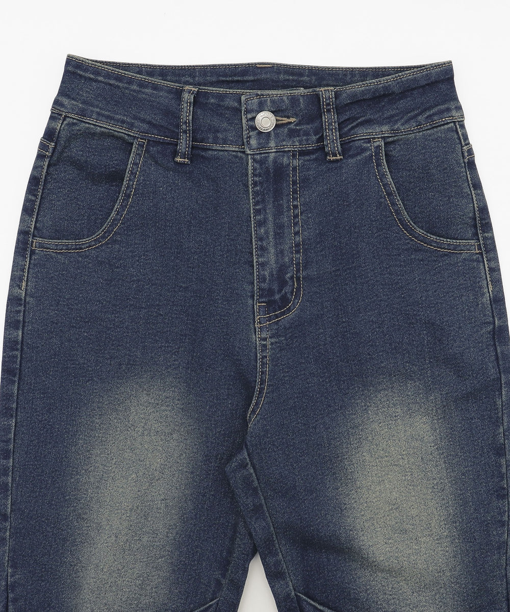 ギャザーデニムフレアパンツ