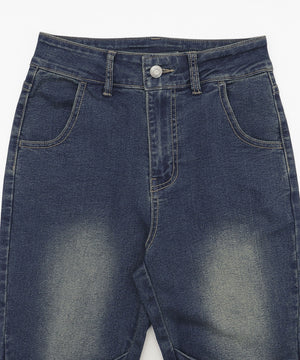 ギャザーデニムフレアパンツ