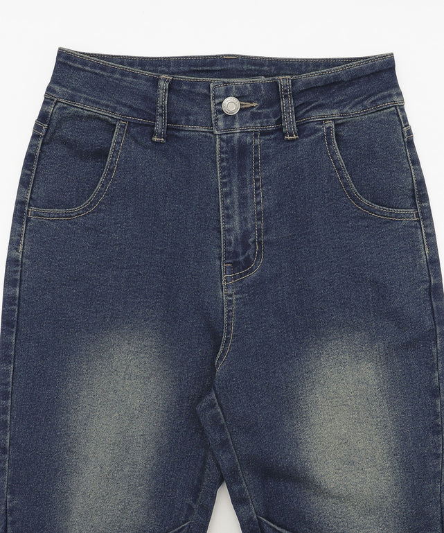 ギャザーデニムフレアパンツ