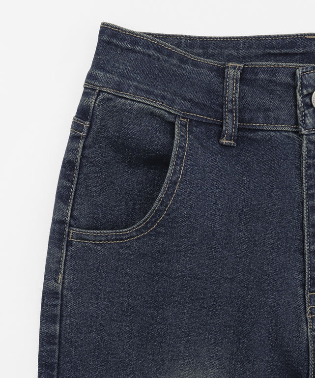 ギャザーデニムフレアパンツ