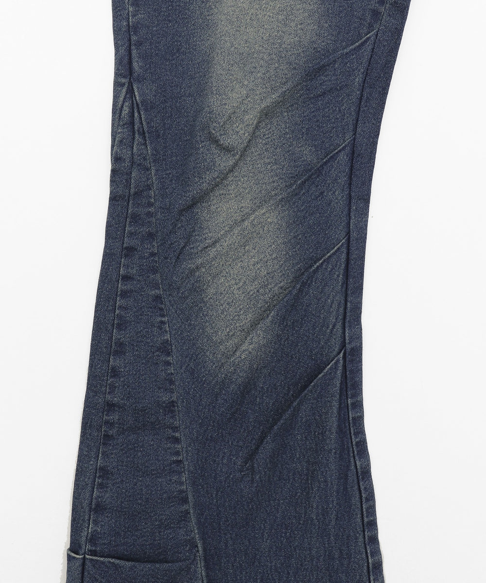 ギャザーデニムフレアパンツ