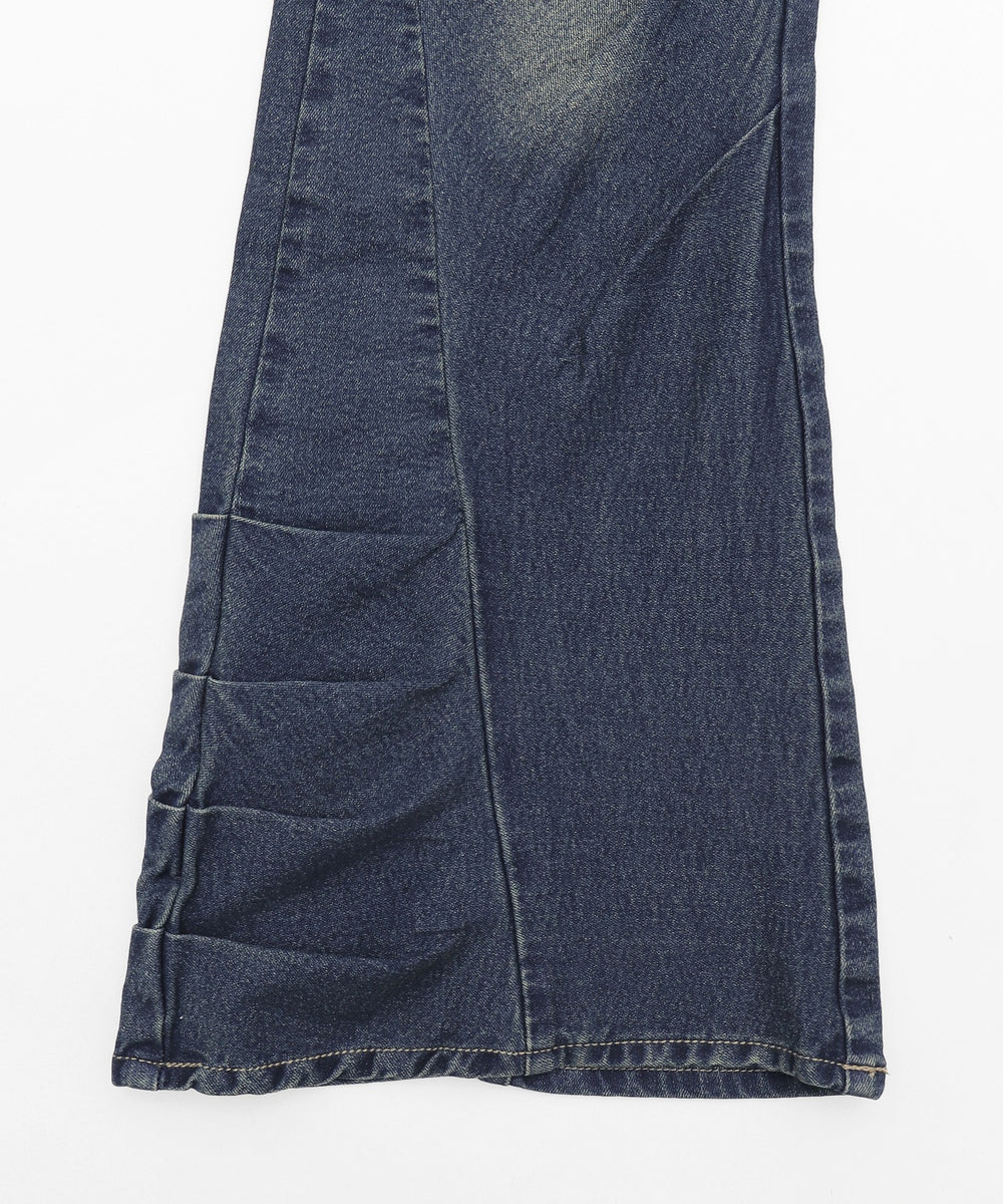 ギャザーデニムフレアパンツ