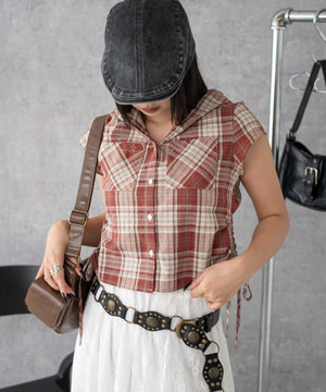 レッドチェック1 モデル：160cm F着用