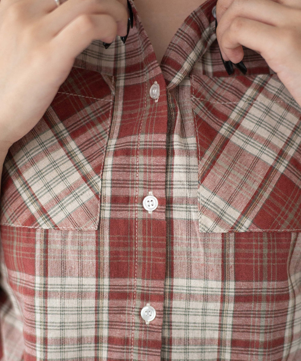 フードチェックコンパクトシャツ