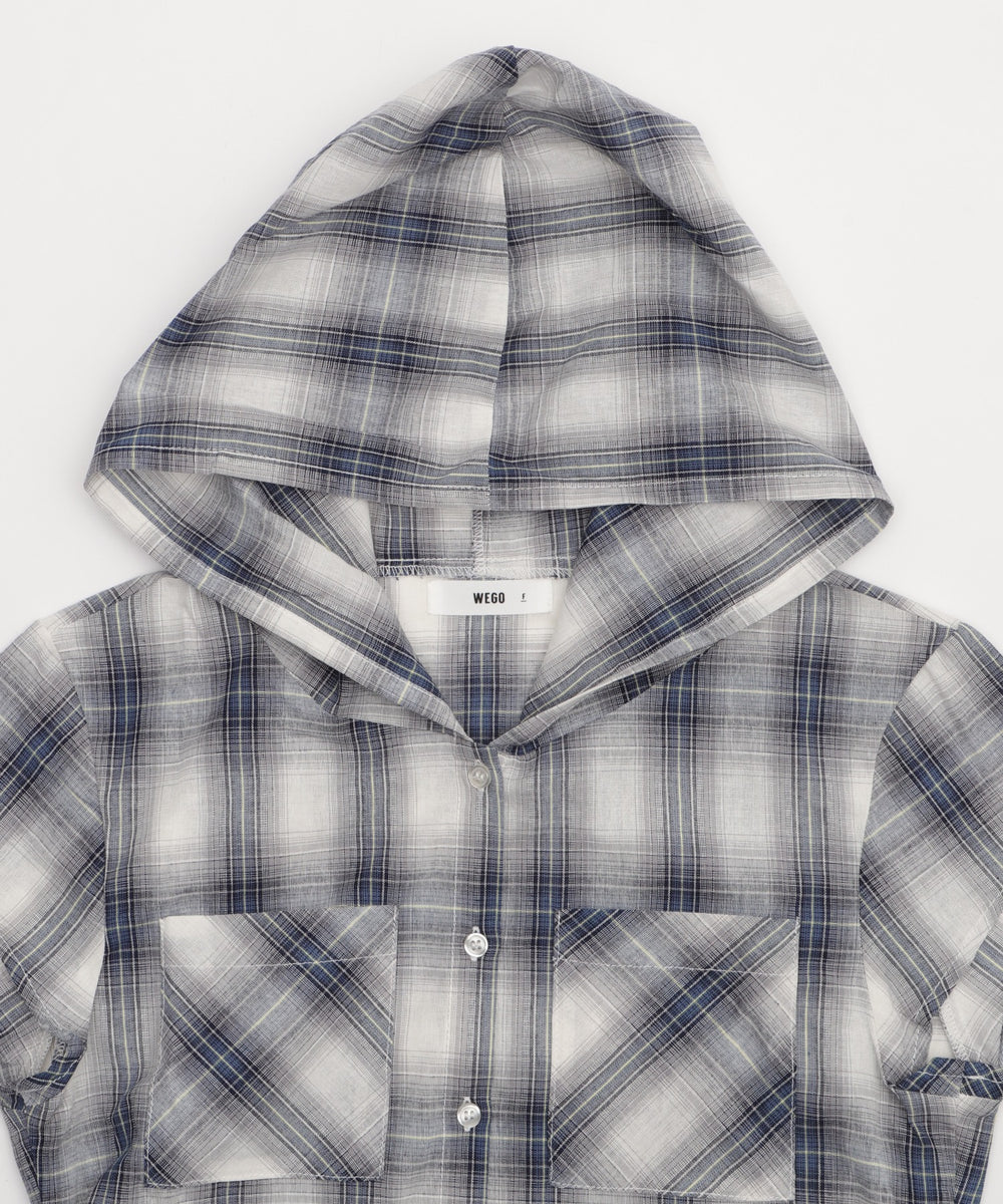 フードチェックコンパクトシャツ