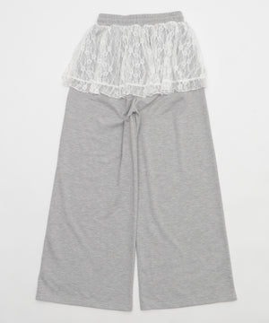 レースレイヤードスウェットパンツ
