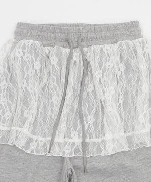 レースレイヤードスウェットパンツ