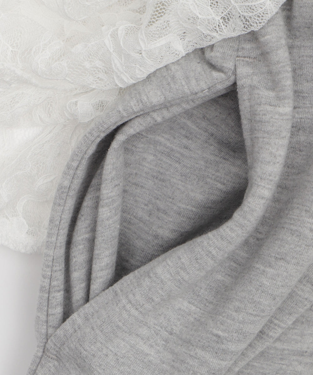 レースレイヤードスウェットパンツ