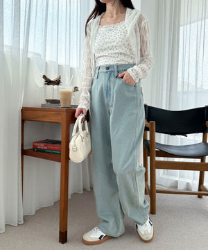 デニム淡加工 モデル：160cm M着用