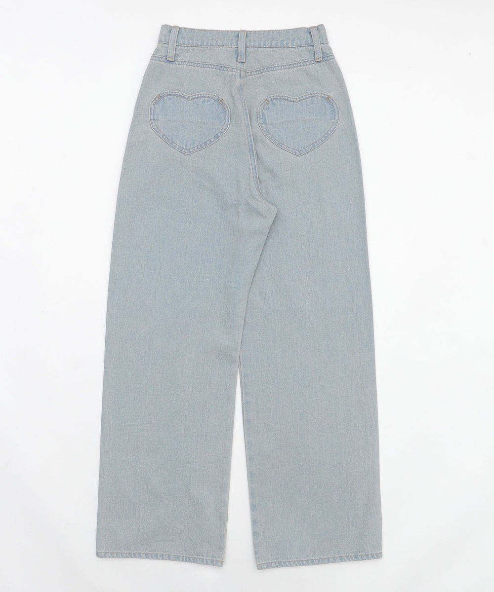 ハートポケットストレートデニムパンツ