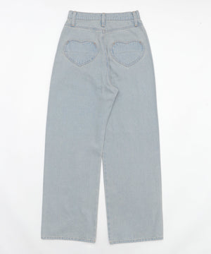 ハートポケットストレートデニムパンツ