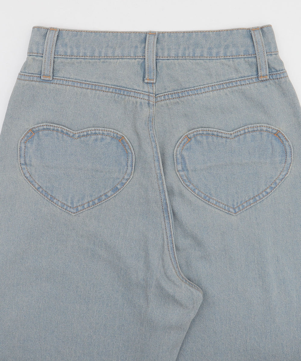 ハートポケットストレートデニムパンツ