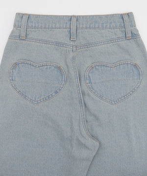 ハートポケットストレートデニムパンツ