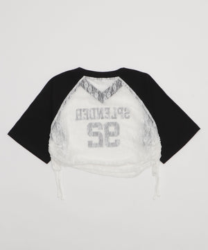 ラグランレースサイドドロストショートT