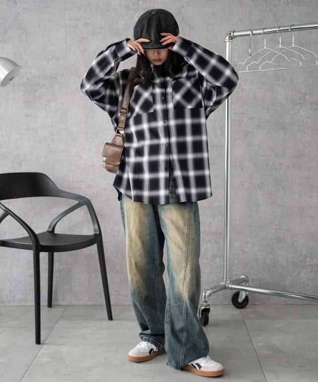 ブラックチェック1 モデル：160cm F着用