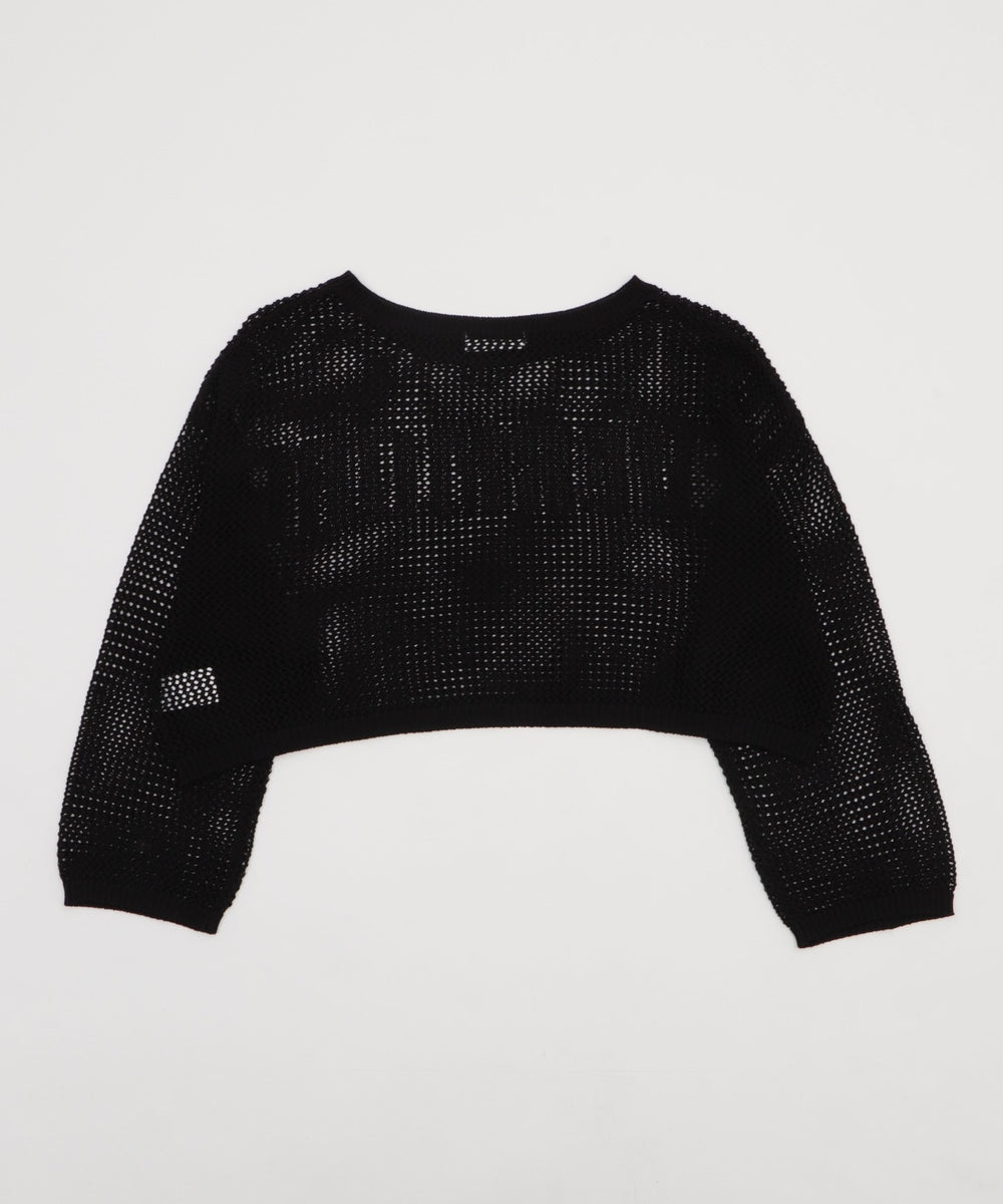 スプレーロゴジャガードメッシュニット