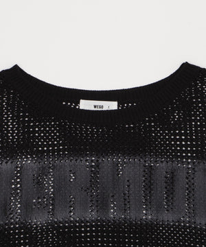 スプレーロゴジャガードメッシュニット