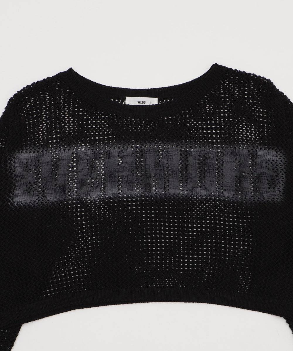 スプレーロゴジャガードメッシュニット