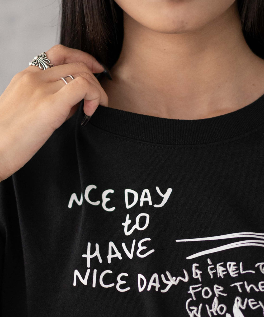 グラフィックショートサイドリボンドロストT