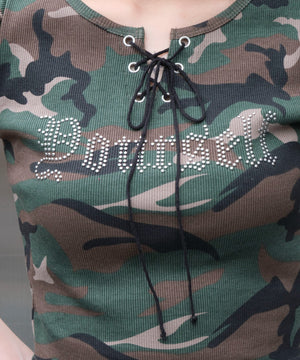 グラフィックレースアップちびT