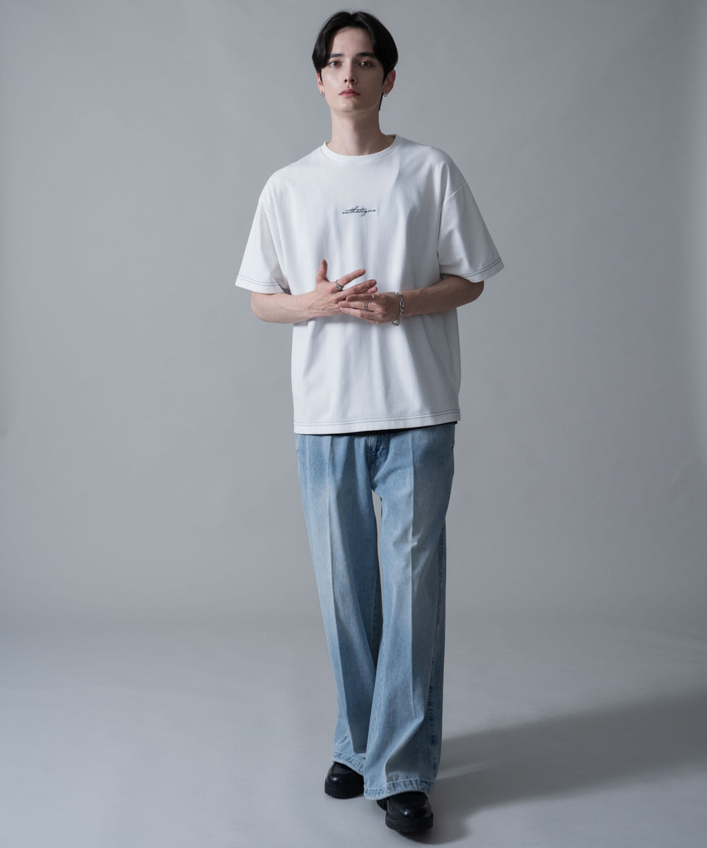 デニム淡加工　モデル：180㎝　L着用