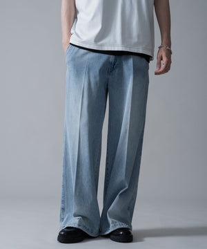 デニム淡加工　モデル：180㎝　L着用