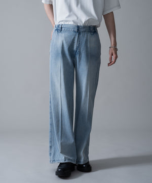 デニム淡加工　モデル：180㎝　L着用