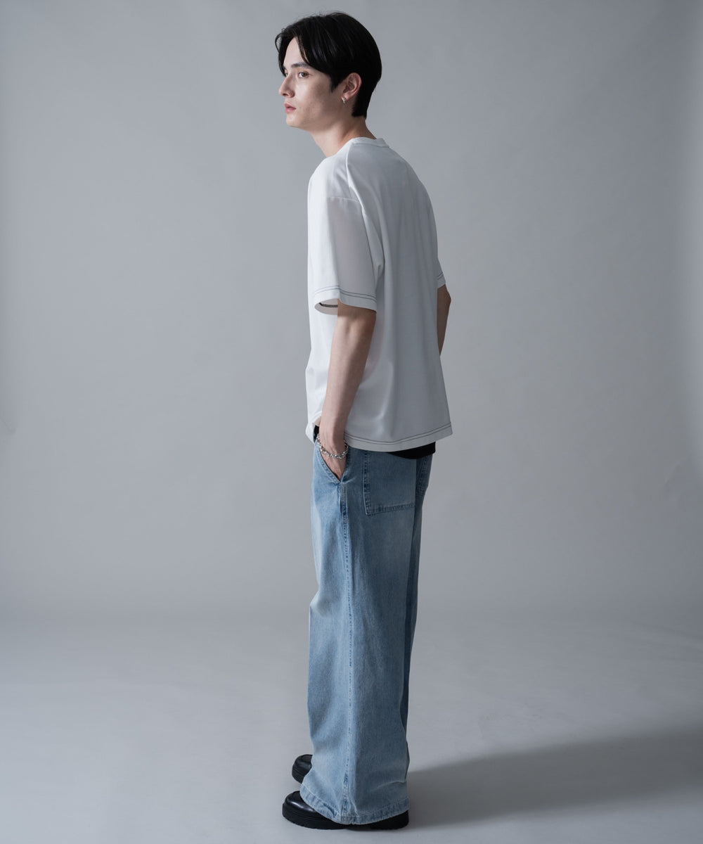 デニム淡加工　モデル：180㎝　L着用