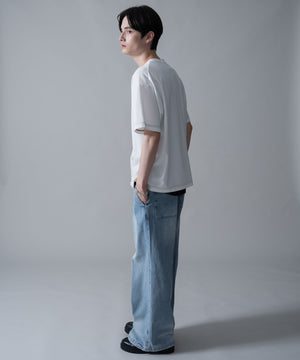 デニム淡加工　モデル：180㎝　L着用