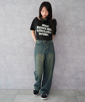 デニム中濃加工 モデル：159cm M着用