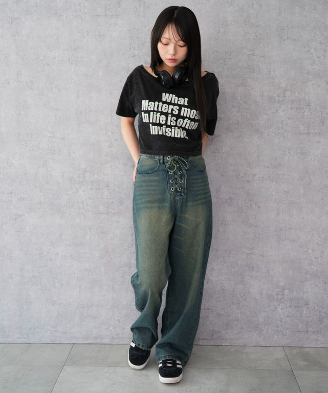 デニム中濃加工 モデル：159cm M着用
