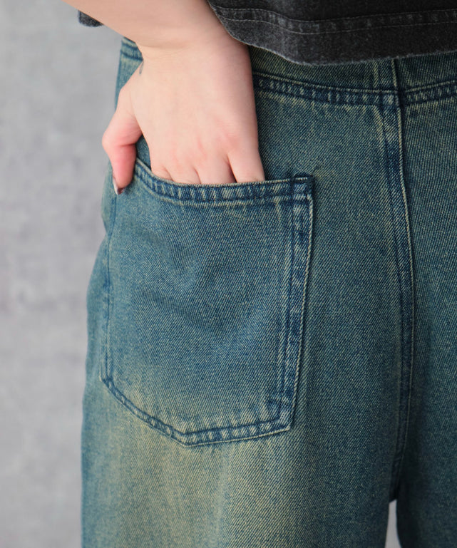 レースアップデニムパンツ