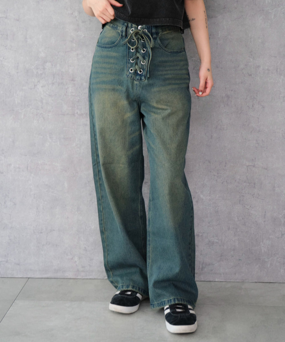 デニム中濃加工 モデル：159cm M着用