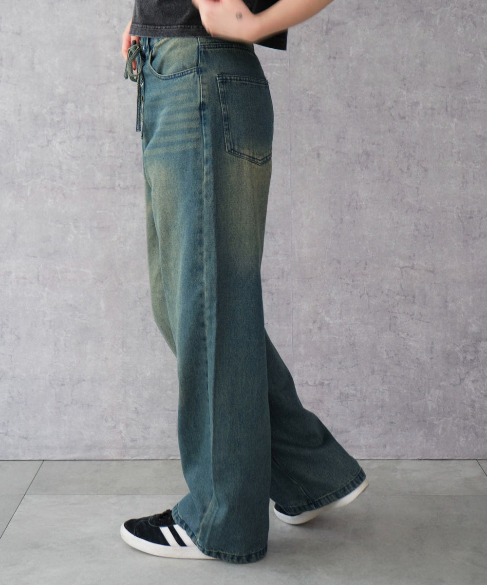 デニム中濃加工 モデル：159cm M着用