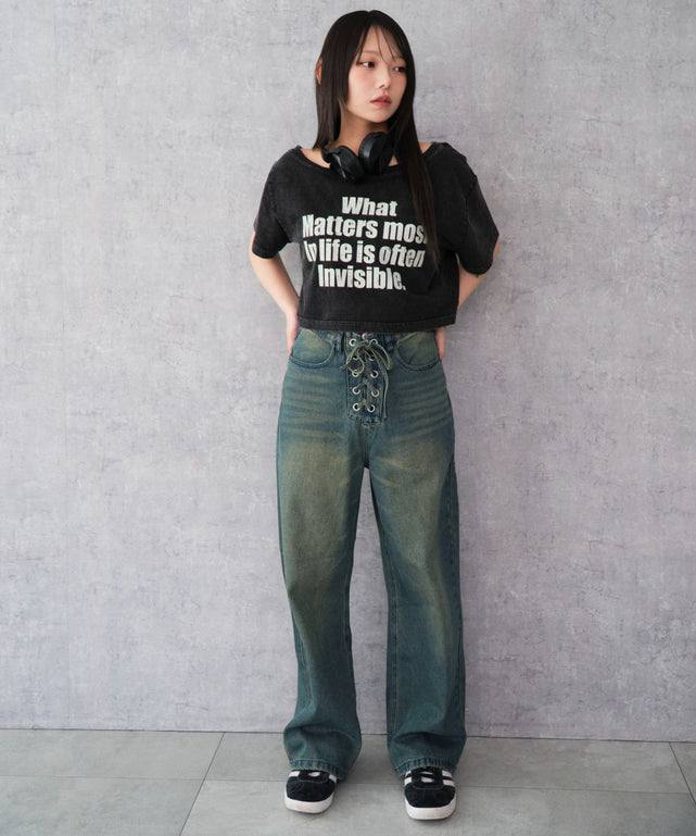 デニム中濃加工 モデル：159cm M着用