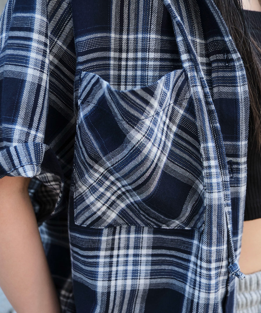 フードチェックBIGシャツ（S）