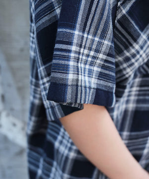 フードチェックBIGシャツ（S）